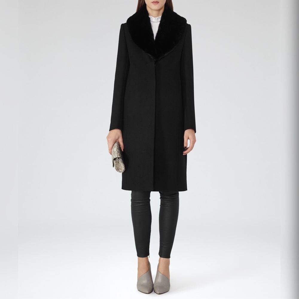 Reiss April Faux Fur Shawl Collar Coat